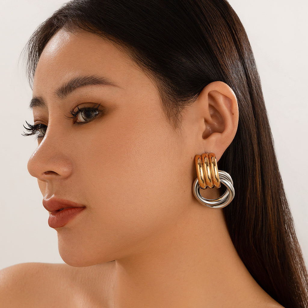 Versatile, Classy Geometric Stud Earrings With A Chic Button Design