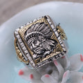 S925 Sterling Silver Jewelry Indian Chief Men's Open Ring