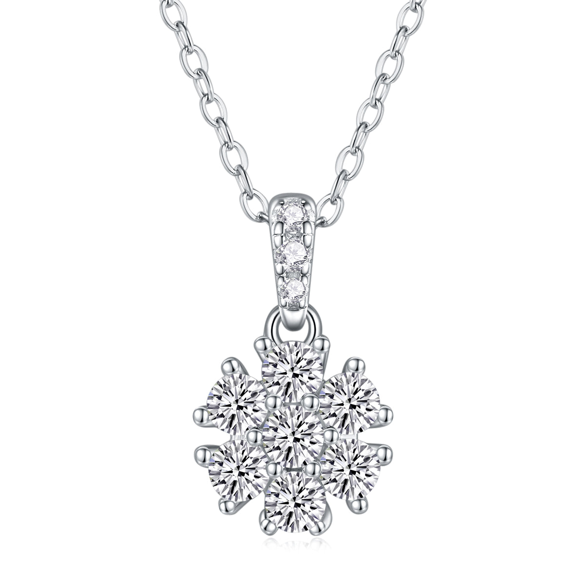 Snowflake Dance - A Fashionable And Light Luxury Jewelry Pendant Necklace Set With Top-quality Moissanite, S925 Silver Plated Platinum