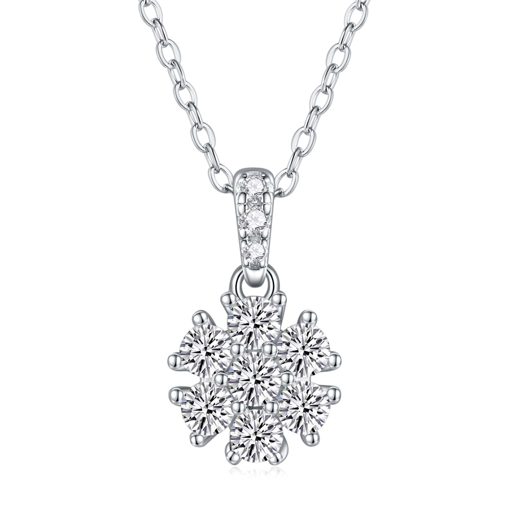 Snowflake Dance - A Fashionable And Light Luxury Jewelry Pendant Necklace Set With Top-quality Moissanite, S925 Silver Plated Platinum