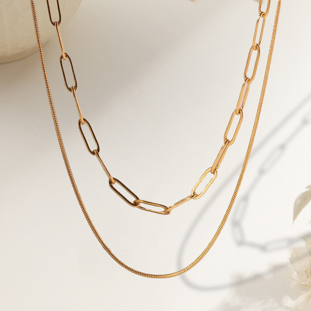 Stylish Double-layer Coiled Paperclip Necklace Minimalist And Vintage