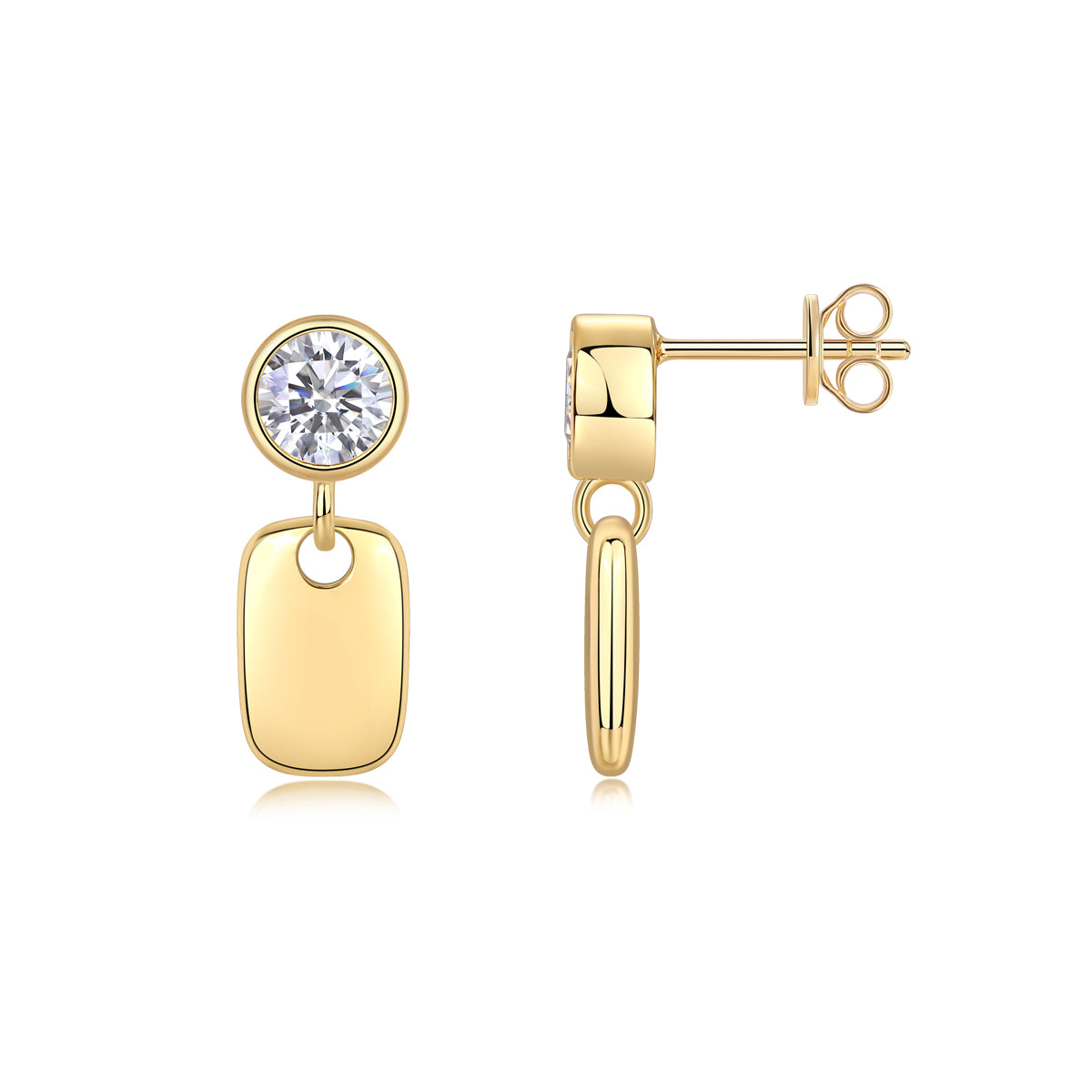 Geometric Starlight - Premium Moissanite Luxury Fashion Light Luxury Jewelry Silver Stud Earrings S925 Silver Electroplated Gold