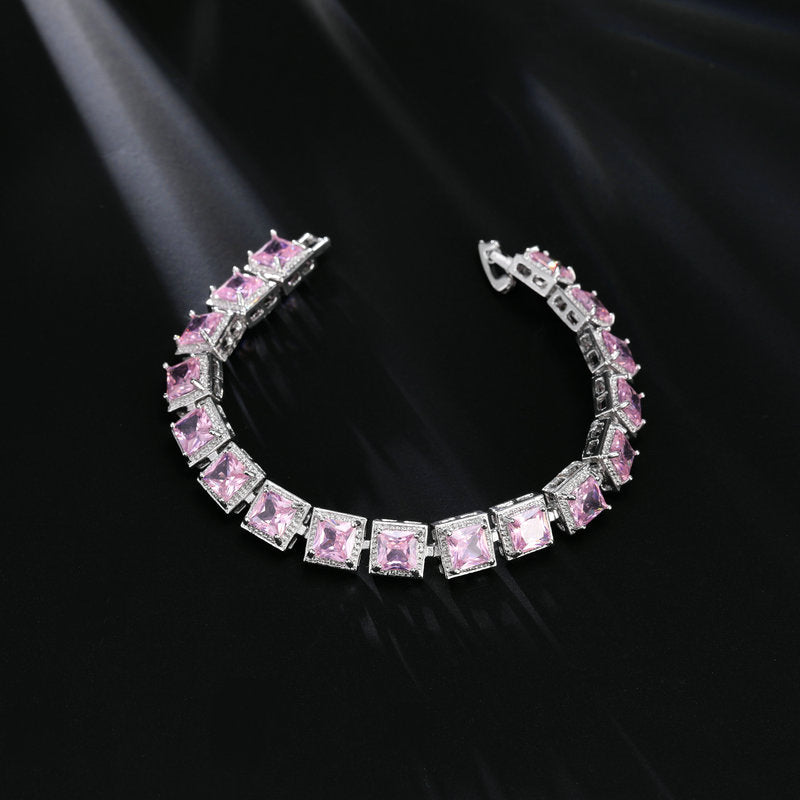 Stylish Bracelet With Geometric Square, Ultra-shiny Zircon