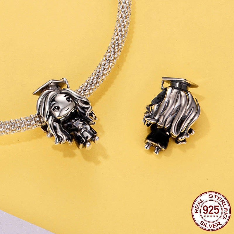 Graduation Season Little Girl Diy Beaded 925 Sterling Silver Beads