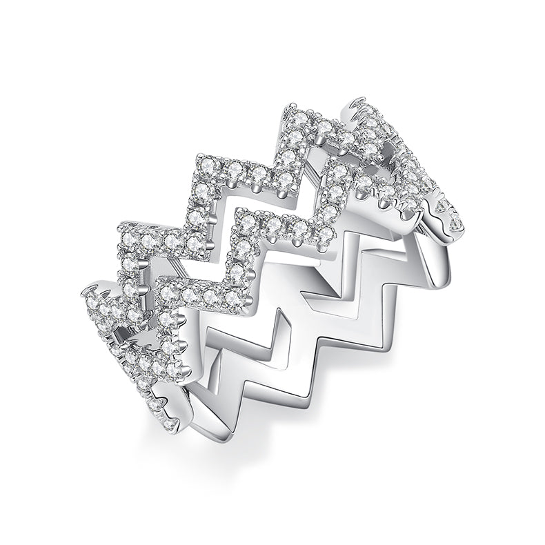 Diamond Shine - Set With Top-quality Moissanite S925, Silver And Platinum-plated Diamond Wedding Ring. The Ring Can Be Inspected With A Diamond Pen