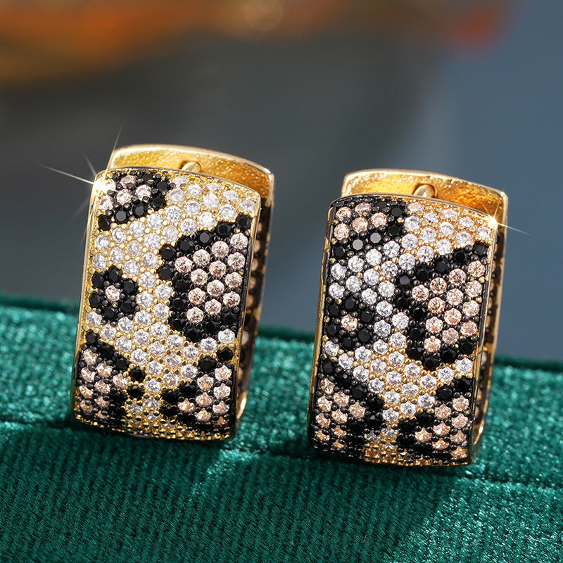 Leopard-print Earrings With Dual-tone Plated Ear Clips