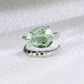 925 Silver New Chinese-Style Double-Layer Fashionable Natural Green Amethyst Ring