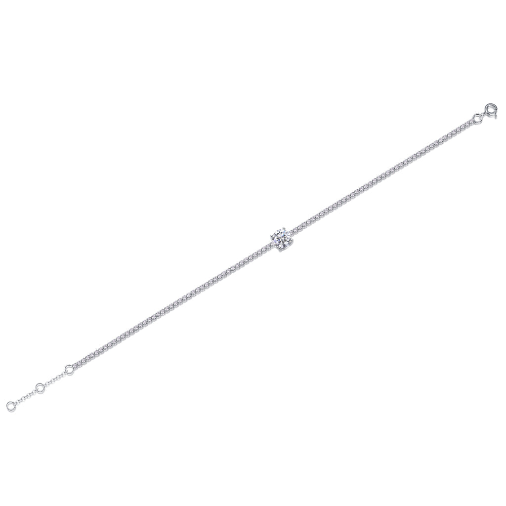 Dawn Dew - Top-quality Moissanite Fashionable Light Luxury Jewelry Silver Bracelet S925 Silver-plated Platinum