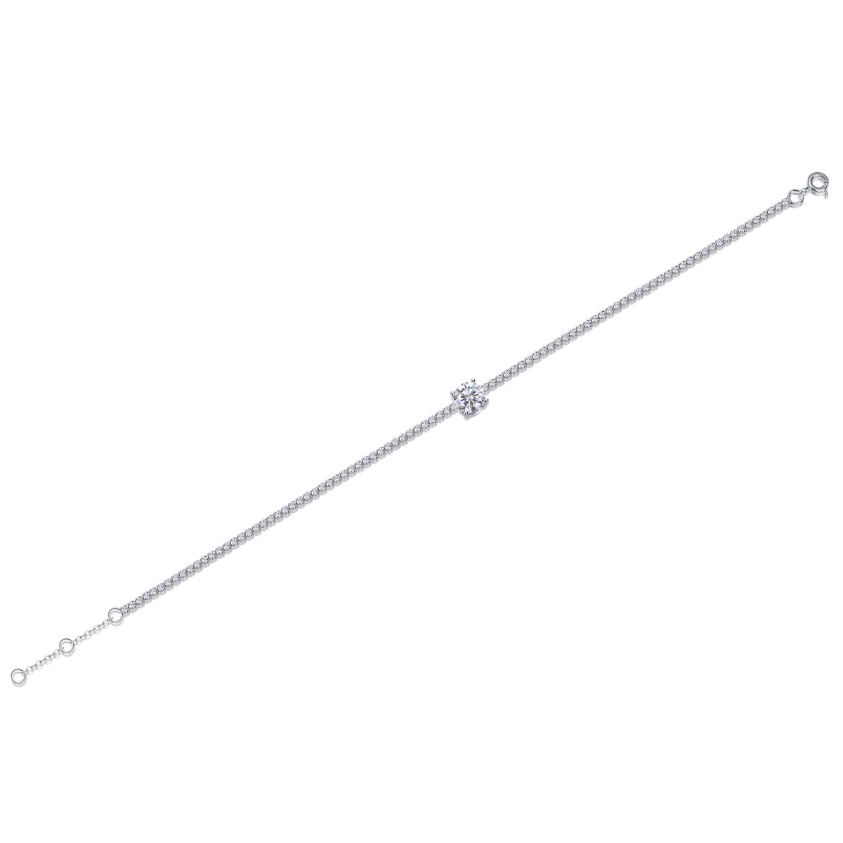 Dawn Dew - Top-quality Moissanite Fashionable Light Luxury Jewelry Silver Bracelet S925 Silver-plated Platinum
