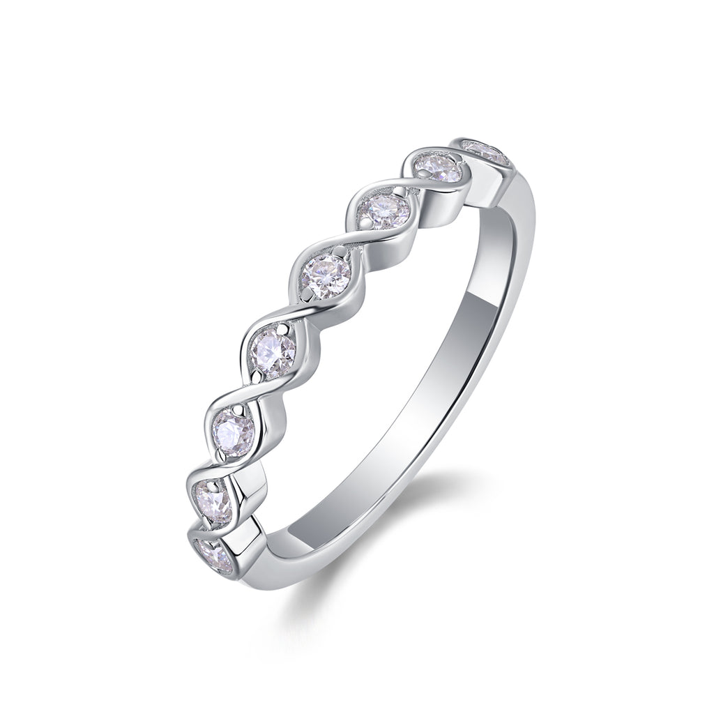 Diamond Brilliance - Set With Top-quality Moissanite S925, Silver And Platinum-plated Diamond Wedding Ring. The Ring Can Be Inspected With A Diamond Pen