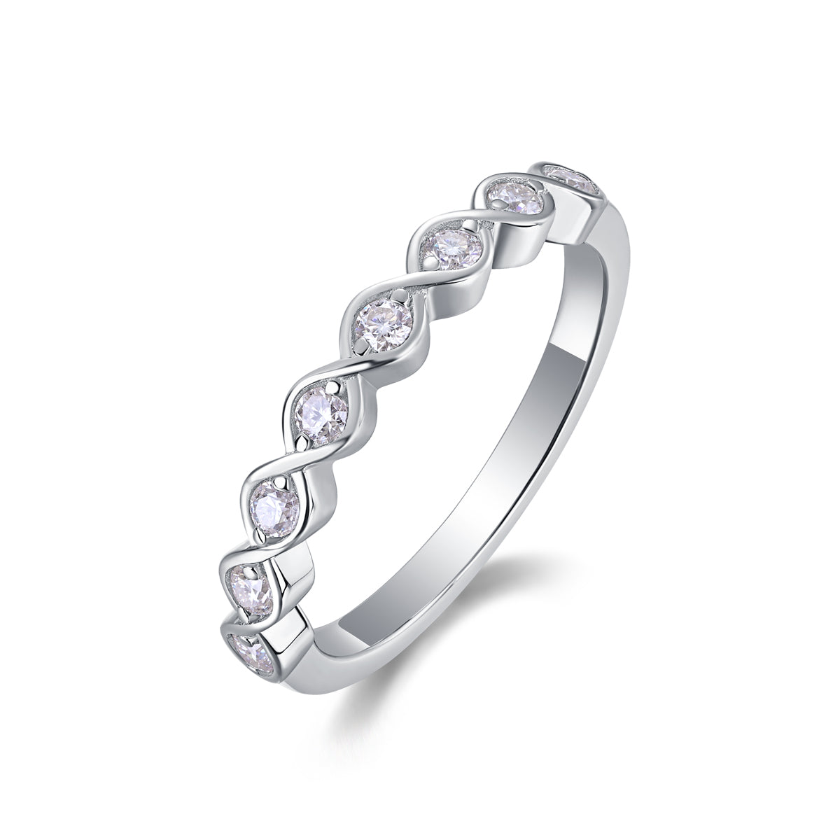 Diamond Brilliance - Set With Top-quality Moissanite S925, Silver And Platinum-plated Diamond Wedding Ring. The Ring Can Be Inspected With A Diamond Pen