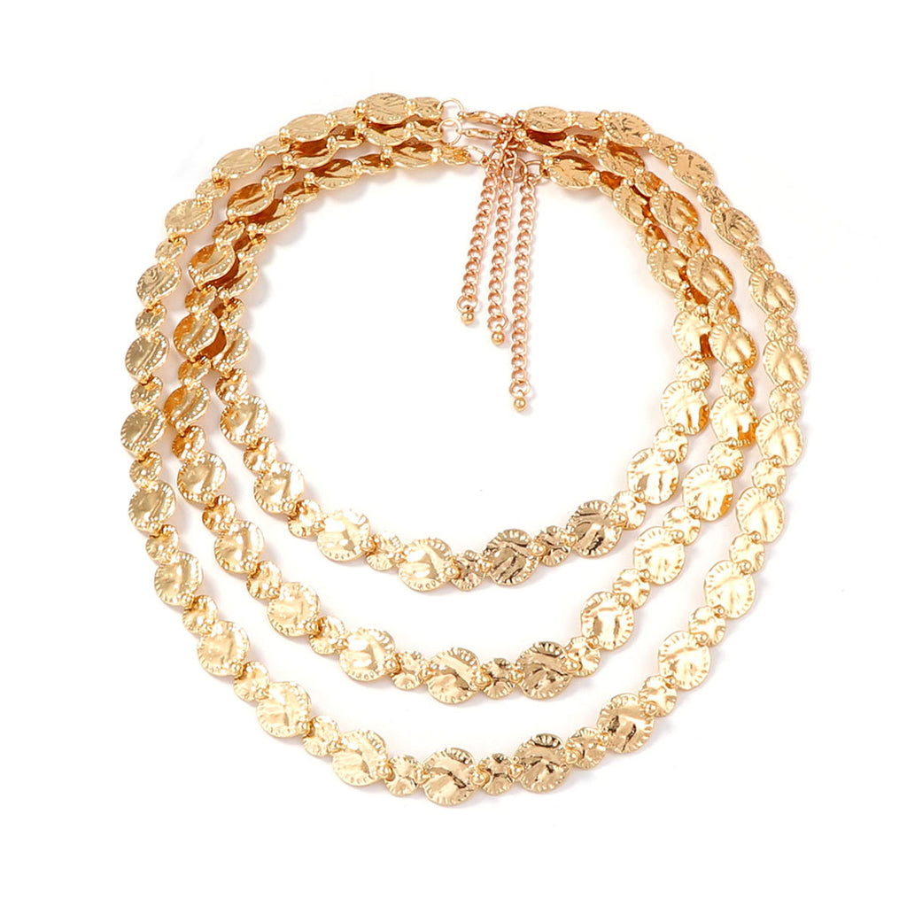 Bold Fashionable And Versatile Alloy Layered Badge And Coin Necklace With A Multi-layered High-end Design