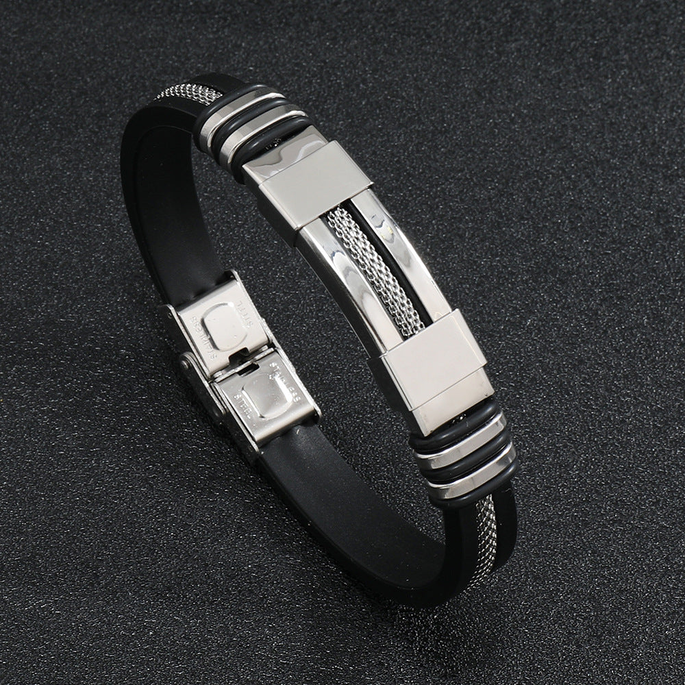 Fashionable Snake-Print Plated Steel Chain Bracelet