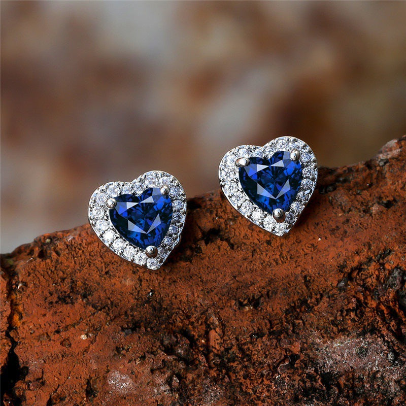 Heart-shaped Zircon Stud Earrings For Women