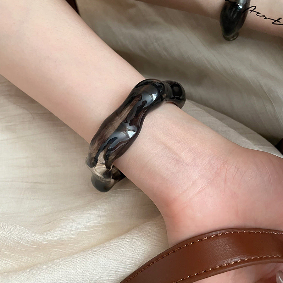 Acrylic Marbled Irregular Open Bracelet