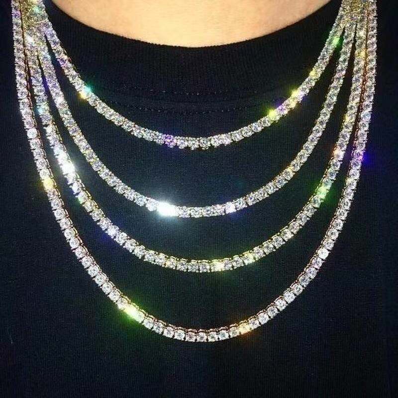Single-row Tennis Chain Unisex Necklace Hip-hop Style