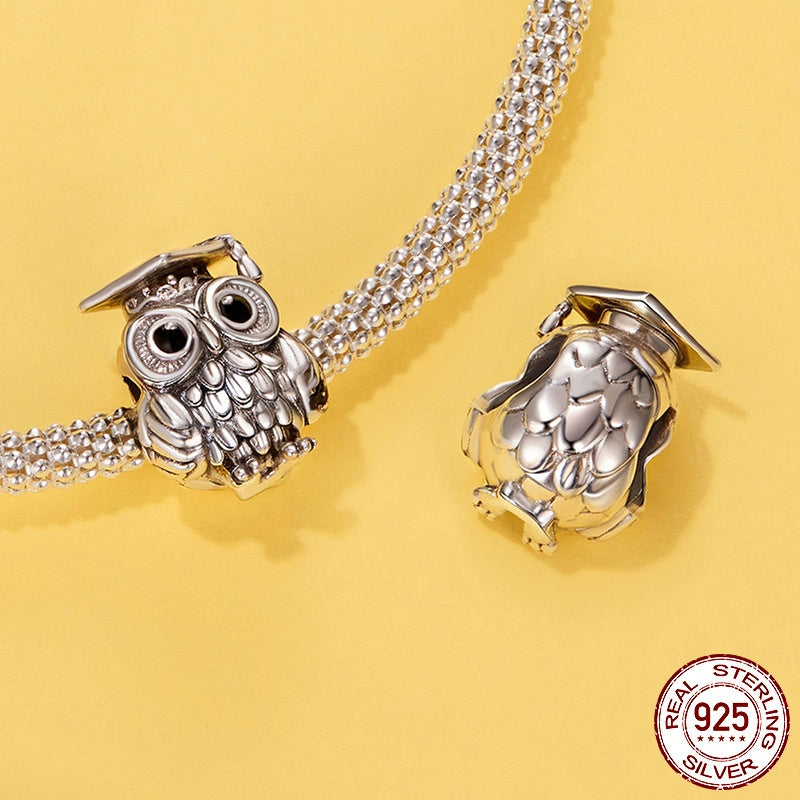 Graduation Season Wisdom Owl Diy Beaded S925 Silver Bead