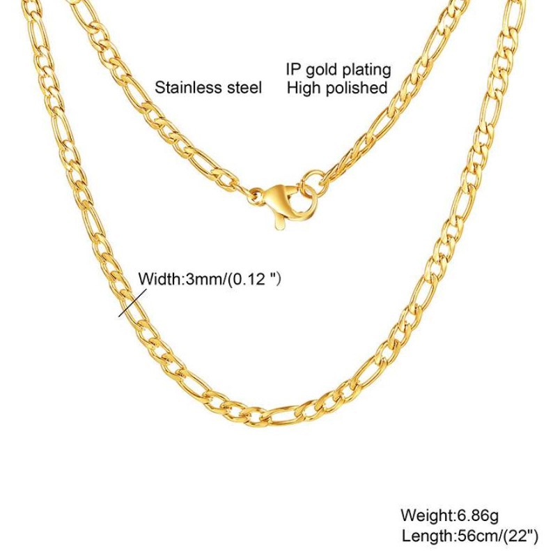 Stainless Steel 13-link Chain Gold Womens Necklace