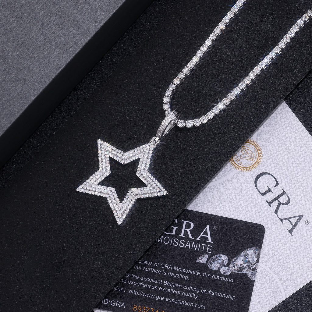 Shining Starlight - A Fashionable And Trendy Necklace Pendant Set With Top-quality Moissanite S925 Silver And Platinum Plating Can Be Tested With A Diamond Pen