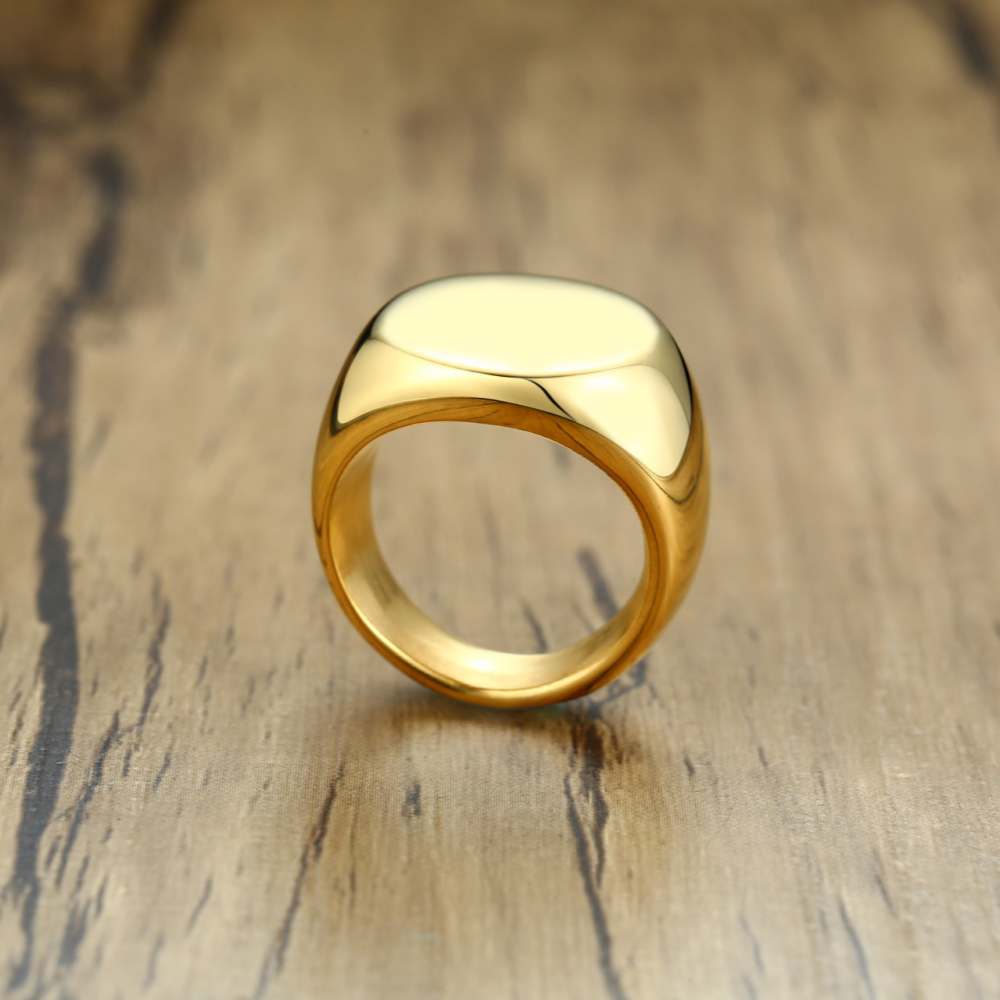 Stainless Steel Nude Round Ring Black Gold