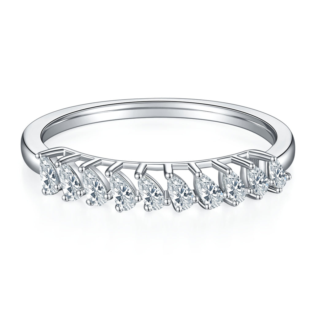 A Luxurious And Fashionable Light Luxury Jewelry Silver Ring Set With Top-quality Moissanite, S925 Silver Plated With Platinum