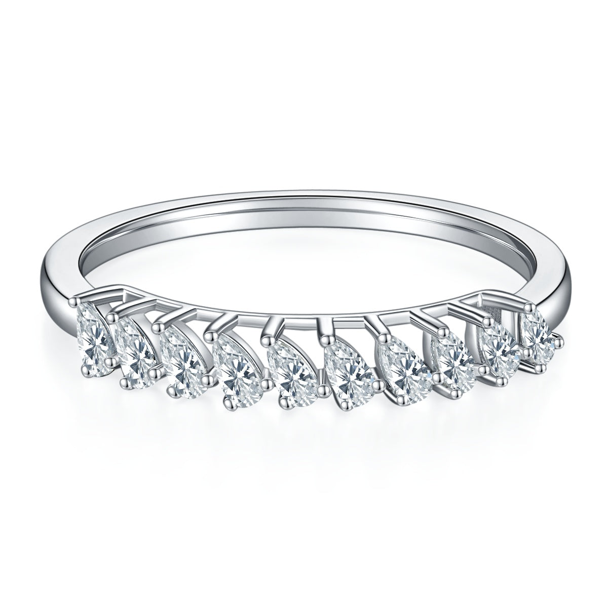 A Luxurious And Fashionable Light Luxury Jewelry Silver Ring Set With Top-quality Moissanite, S925 Silver Plated With Platinum