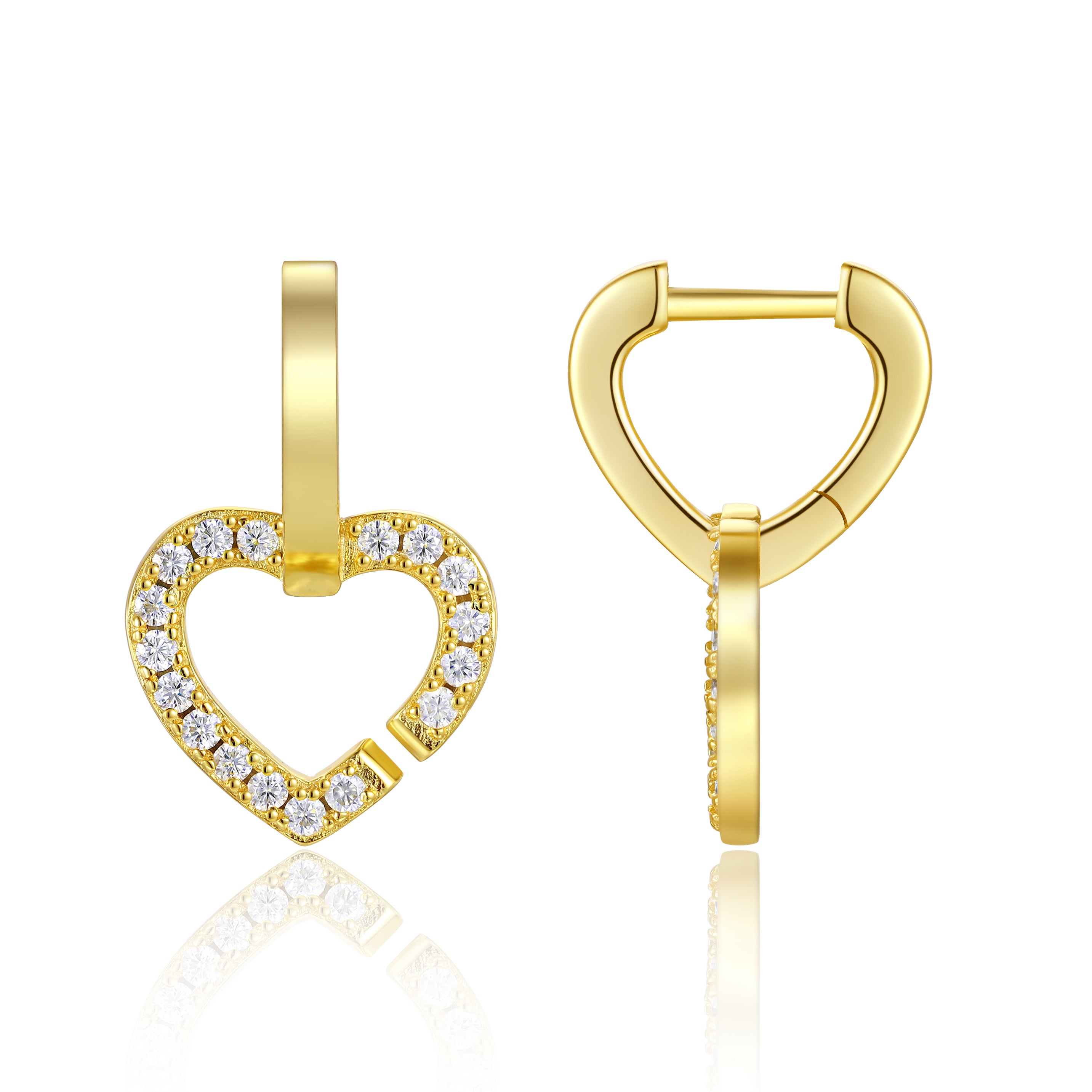 Heart-shaped Moissanite Set With Top-quality Moissanite Luxury Fashion Light Luxury Jewelry Silver Stud Earrings S925 Silver Electroplated Gold
