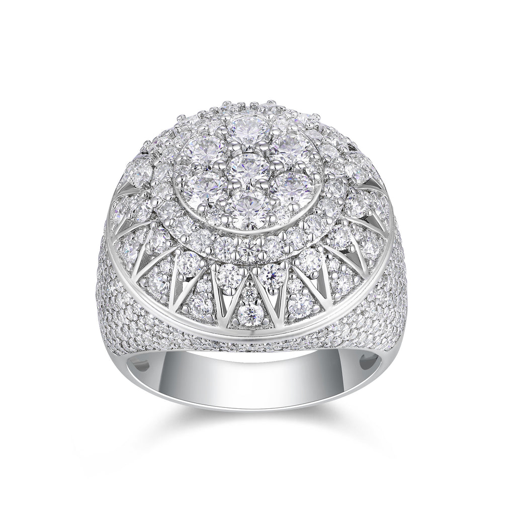 Men's Letter H Set With Top-quality Moissanite Luxury And Fashionable Light Luxury Jewelry Silver Ring S925 Silver Plated Platinum