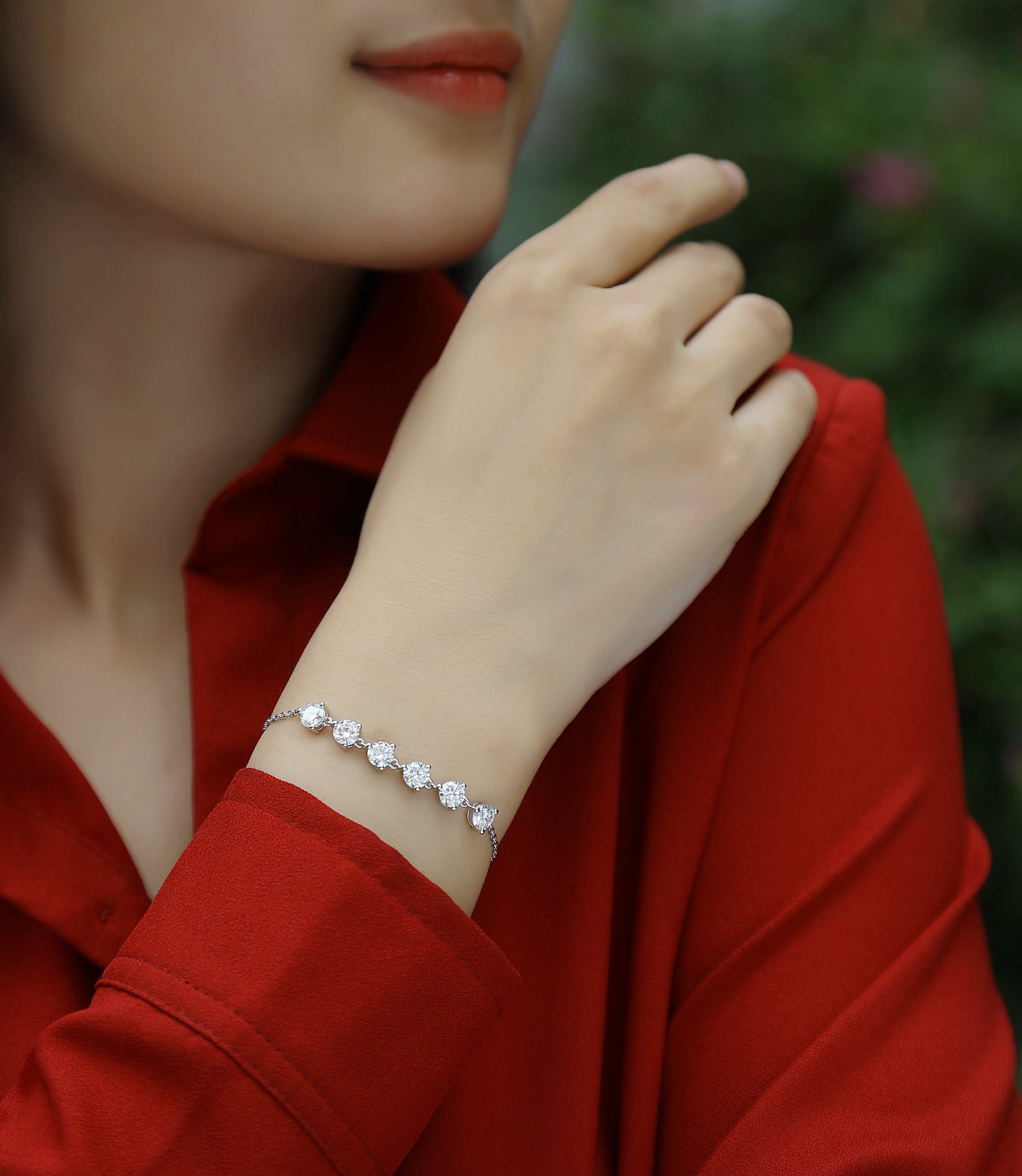 Dreamy Beauty Permeates - A Fashionable And Light Luxury Jewelry Silver Bracelet And Bracelet Set With Top-quality Moissanite, S925 Silver-plated Platinum