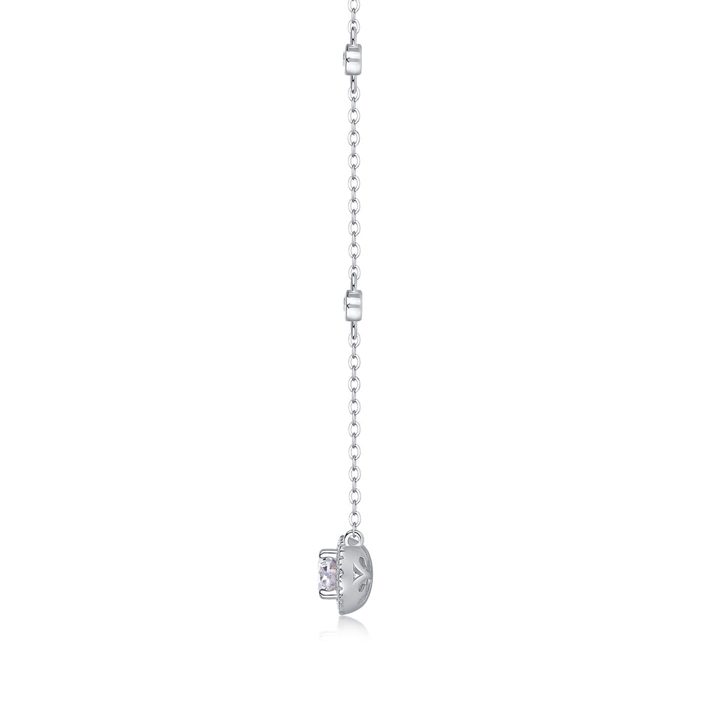 White Summer Night - A Fashionable And Light Luxury Jewelry Pendant Necklace Set With Top-quality Moissanite, S925 Silver Plated Platinum