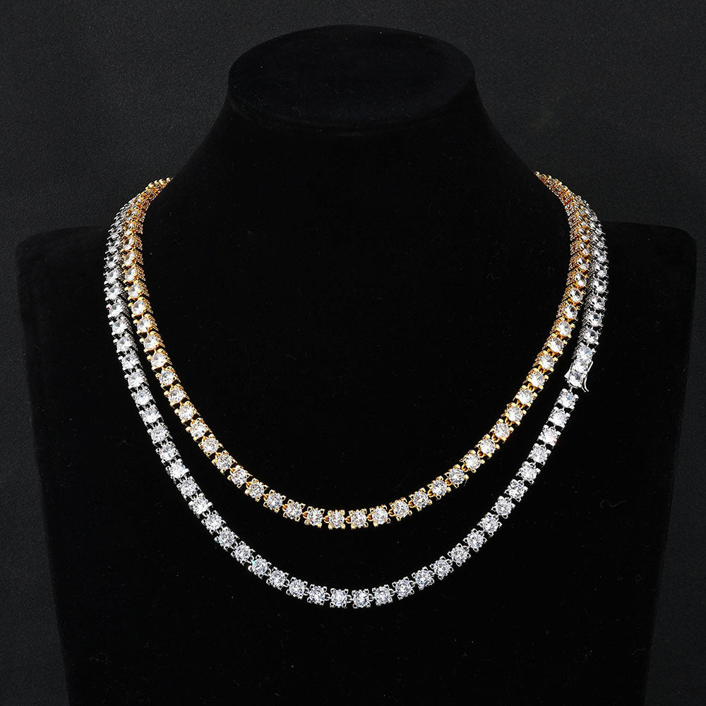 Single-row Tennis Chain Unisex Necklace Hip-hop Style