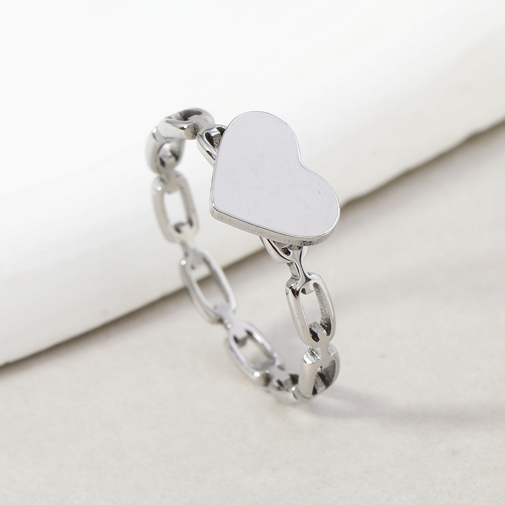 Hollow Chain Welded Plate Heart-Shaped Titanium Steel Ring