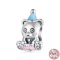 Birthday Cake Bear Diy Bracelet String Beads S925 Sterling Silver Beads