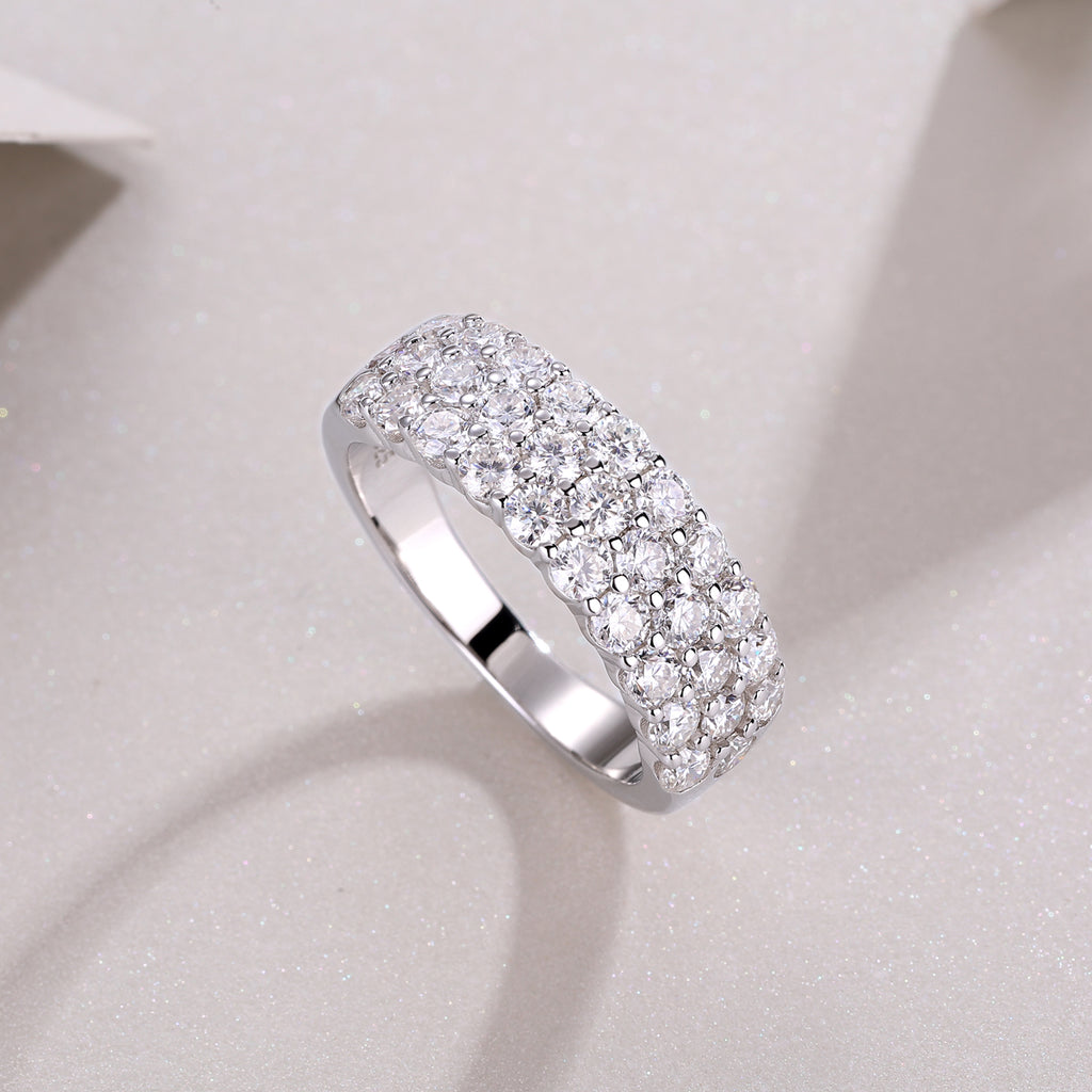 Phantom - Set With Top-quality Moissanite S925 Silver And Platinum-plated Diamond Wedding Ring. The Ring Can Be Tested With A Diamond Pen In Yellow Gold And Rose Gold