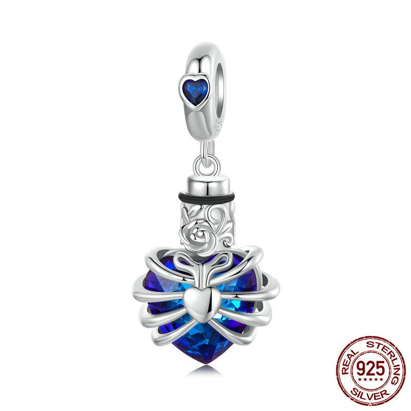 Rose Heart Diy Pendant Parts S925 Silver Beaded