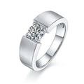 Men's 1-carat Luxury And Fashionable Light Luxury Jewelry Silver Ring Set With Top-quality Moissanite, S925 Silver-plated Platinum