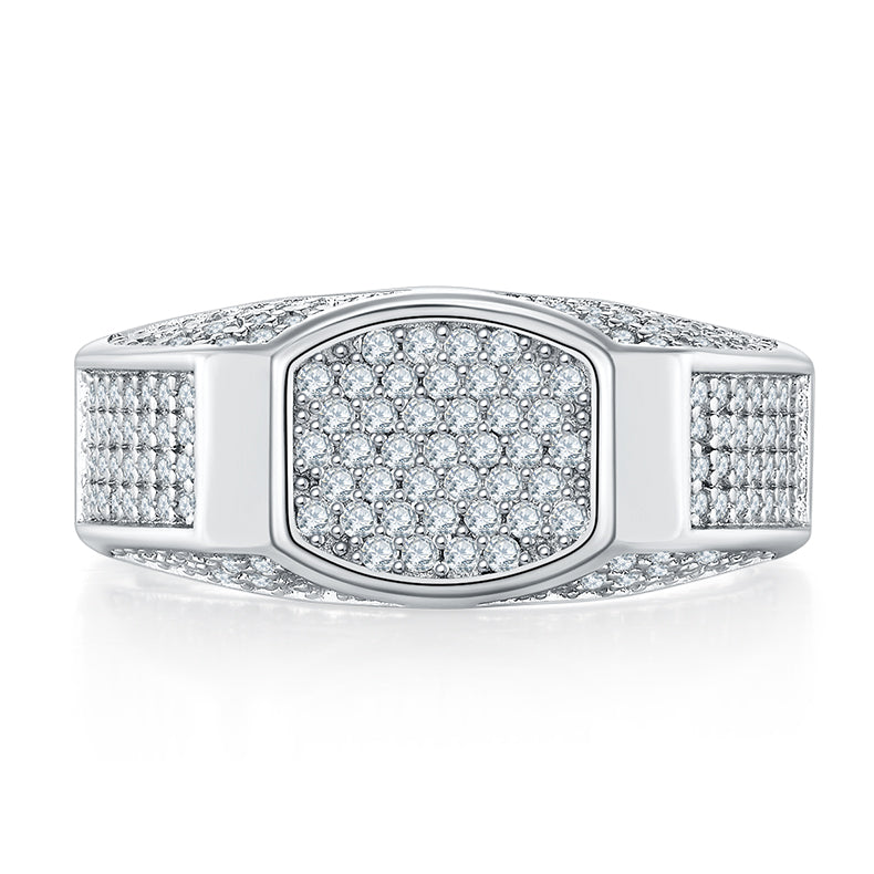 Men's Luxury And Fashionable Light Luxury Jewelry Silver Ring S925 Silver-plated Platinum Set With Top-quality Moissanite