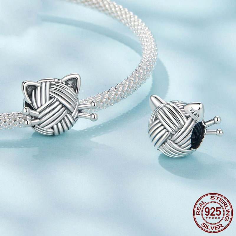 S925 Sterling Silver Cat Wool Beaded Diy Accessories