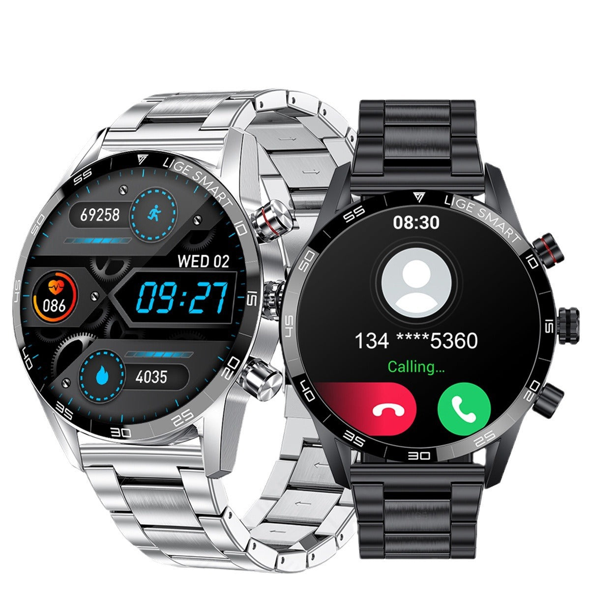 Smart Blood Pressure Heart Rate Bluetooth Multifunctional Men Business Watch