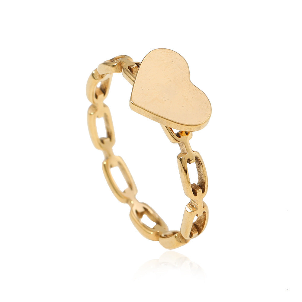 Hollow Chain Welded Plate Heart-Shaped Titanium Steel Ring