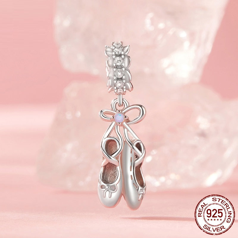 S925 Sterling Silver Fashion Ballet Dance Shoe Pendant