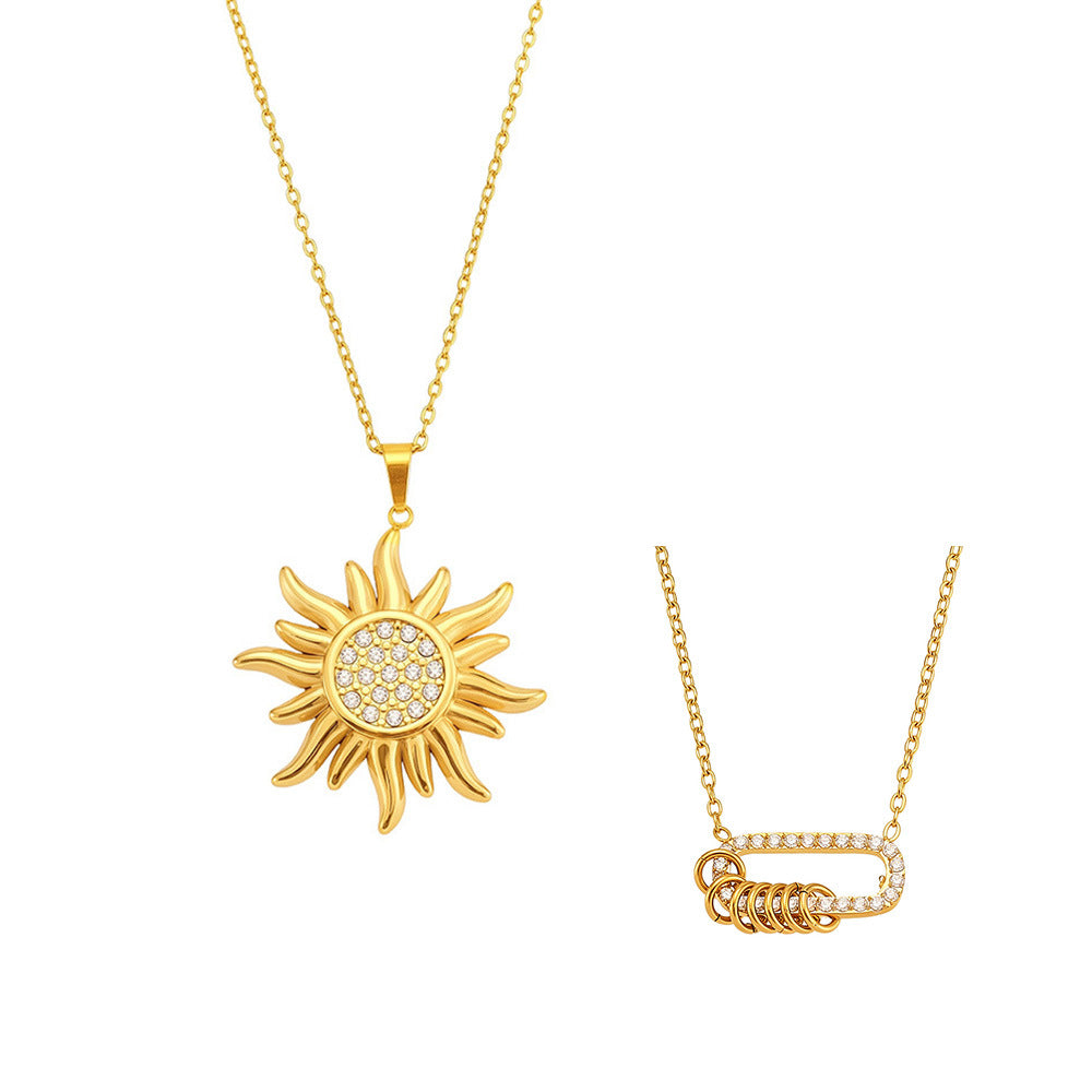 Stainless Steel Sunflower Pendant Necklace