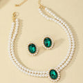 Elegant Double-Layer Pearl And Diamond Beaded Necklace Set Versatile French-Style Design With A Luxe Touch