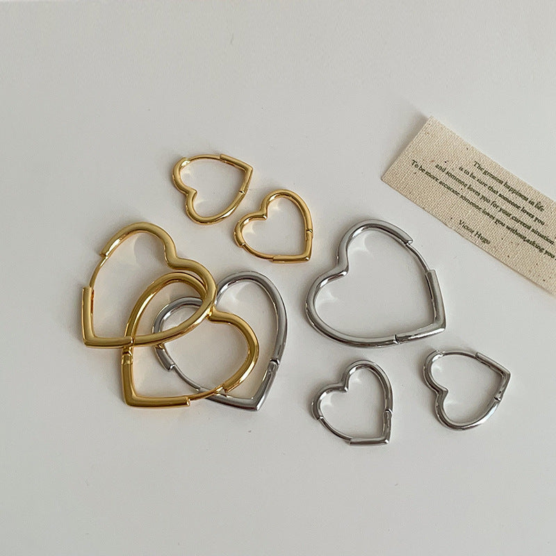 Simple, Versatile Plain Hoop Heart Earrings For Women