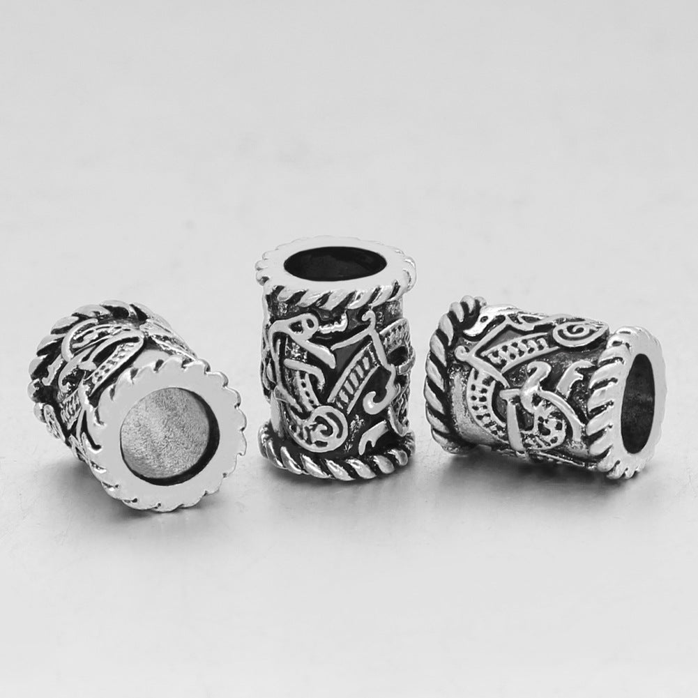 Viking Dragon Vintage Delicate Pattern Engraved Bead Accessory