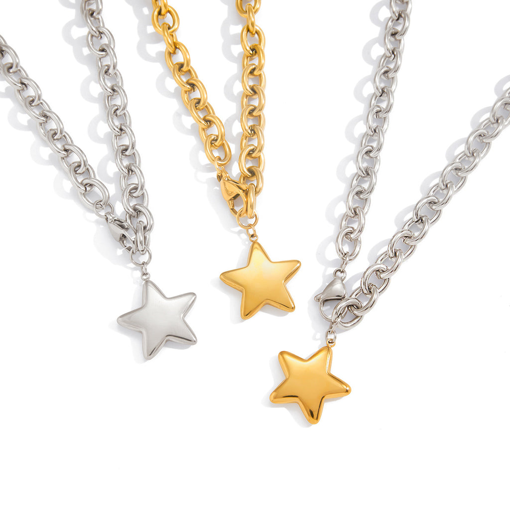 European And American Star Pendant Titanium Steel Necklace Accessory
