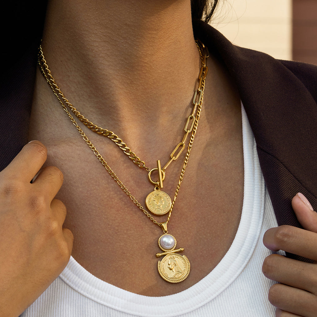Elegant Understated Design With A Classic 18K Gold Stainless Steel Necklace