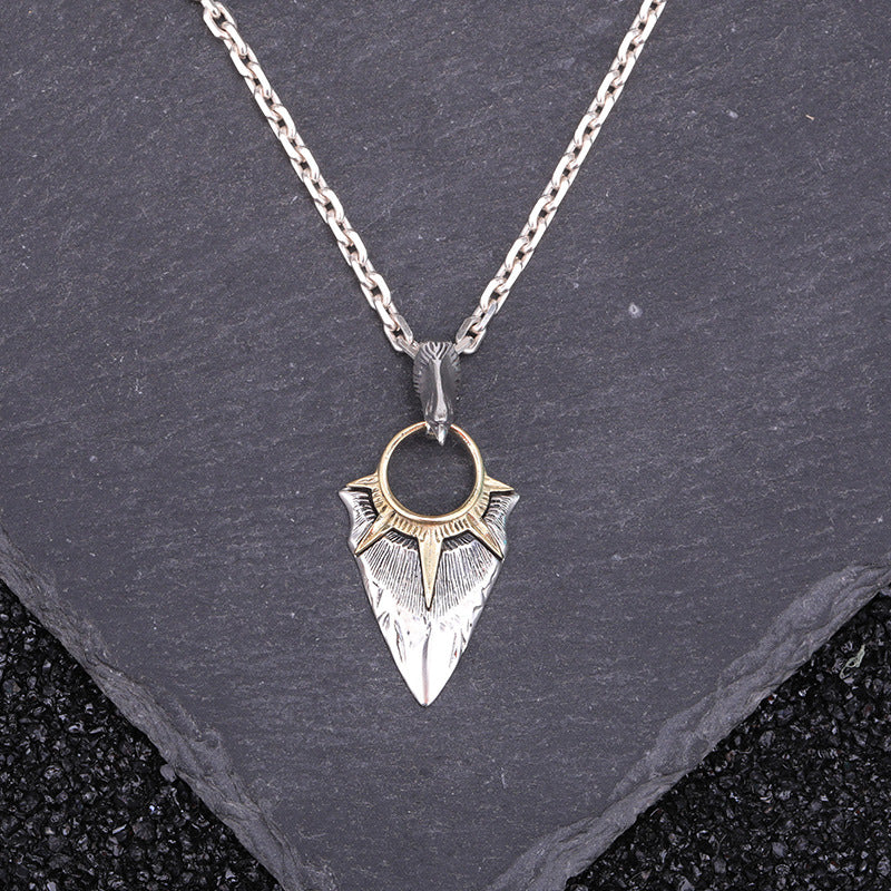Fashion Simple Eagle Head Sun Spear Head Pendant