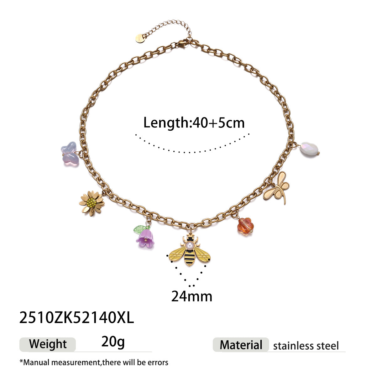 Exquisite Bee Dragonfly Multiple Pendant Titanium Steel Necklace