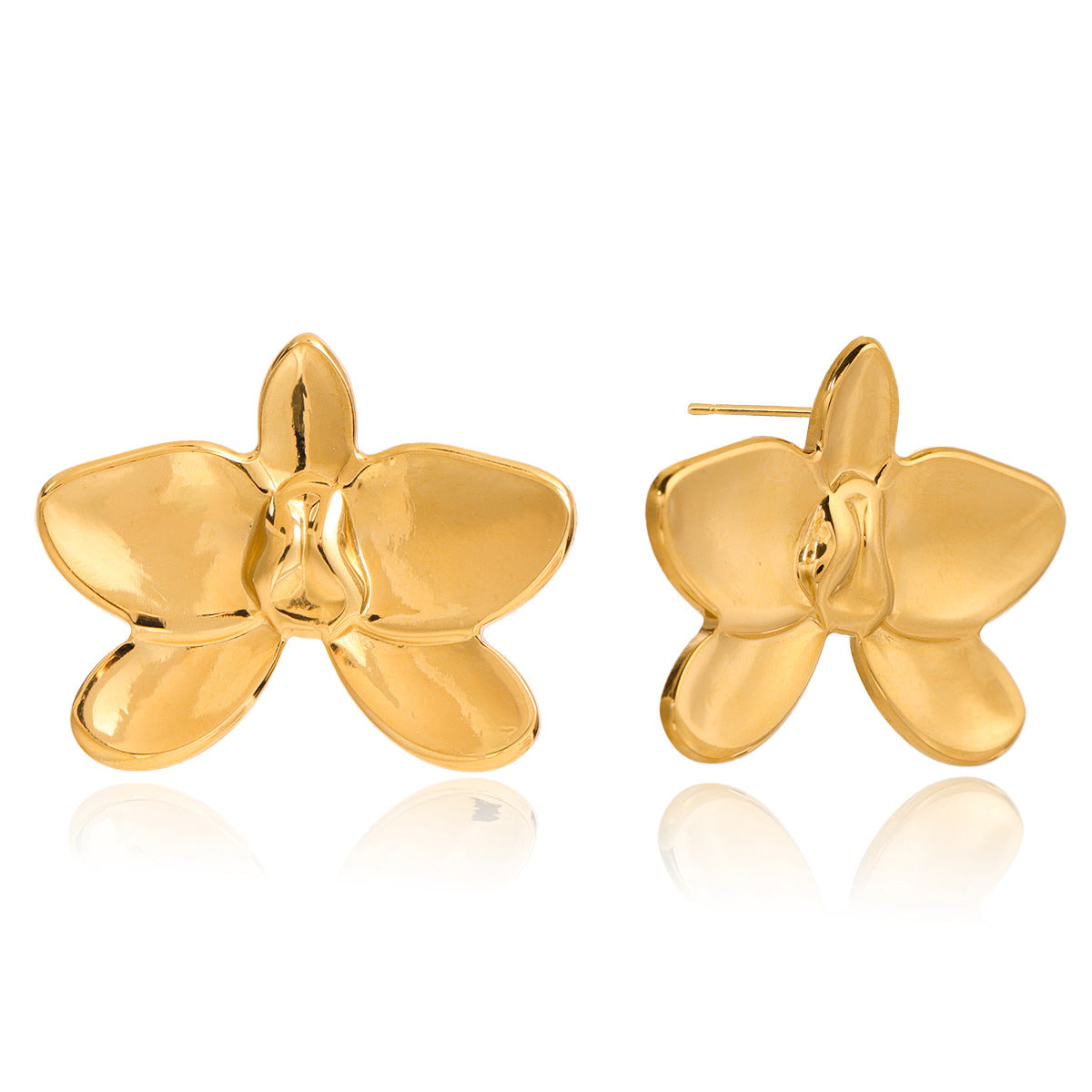 Classic Minimalist Stainless Steel Orchid Earrings With A Chic Butterfly Design
